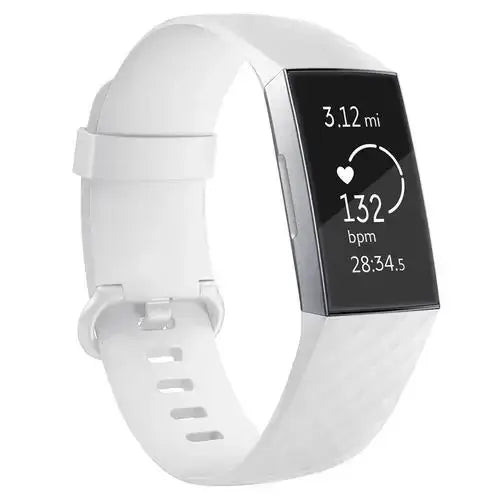 Silicone Replacement Band for Fitbit Charge 3/3SE/4 (available in 2 sizes & 14 colours) - White / Small - TWS