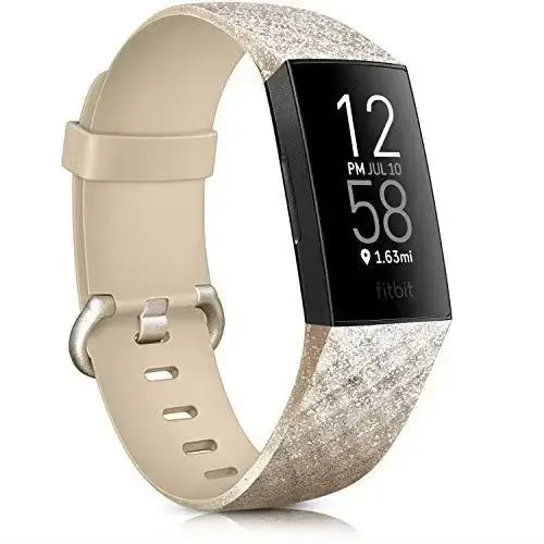 Silicone Replacement Band for Fitbit Charge 3/3SE/4 (available in 2 sizes & 14 colours) - Bling Gold / Small - TWS