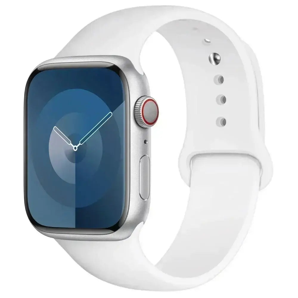 Silicone Replacement Strap for Apple Watch Series (38mm - 42mm) (available in 45 colours) - White / 38 40 41 42mm-S