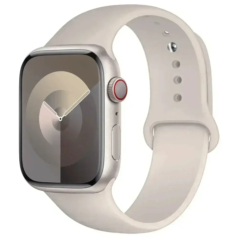 Silicone Sport Band for Apple Watch Series (42mm - 49mm)(available in 45 colours) - Starlight / 42 44 45 46 49mm- S