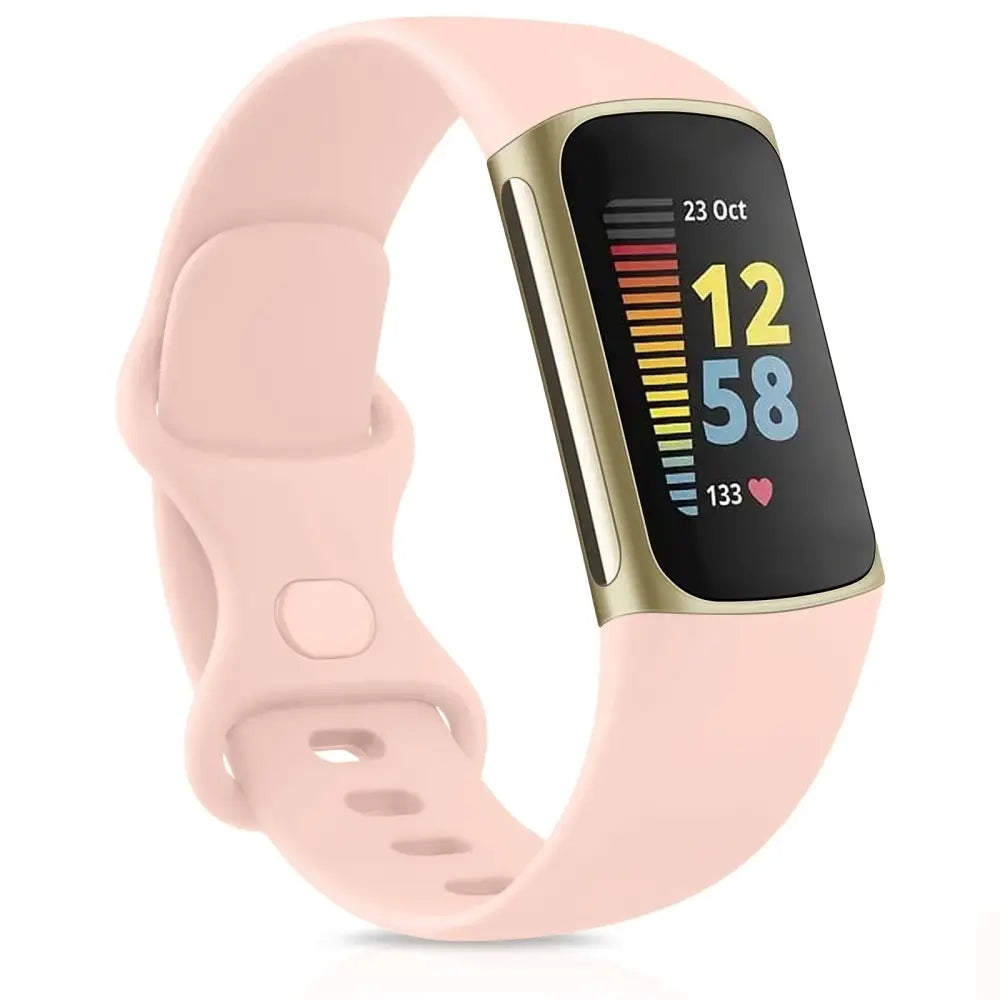Silicone Sport Strap for the Fitbit Charge 5 Series (25 colours available) - Pink / Small - TWS
