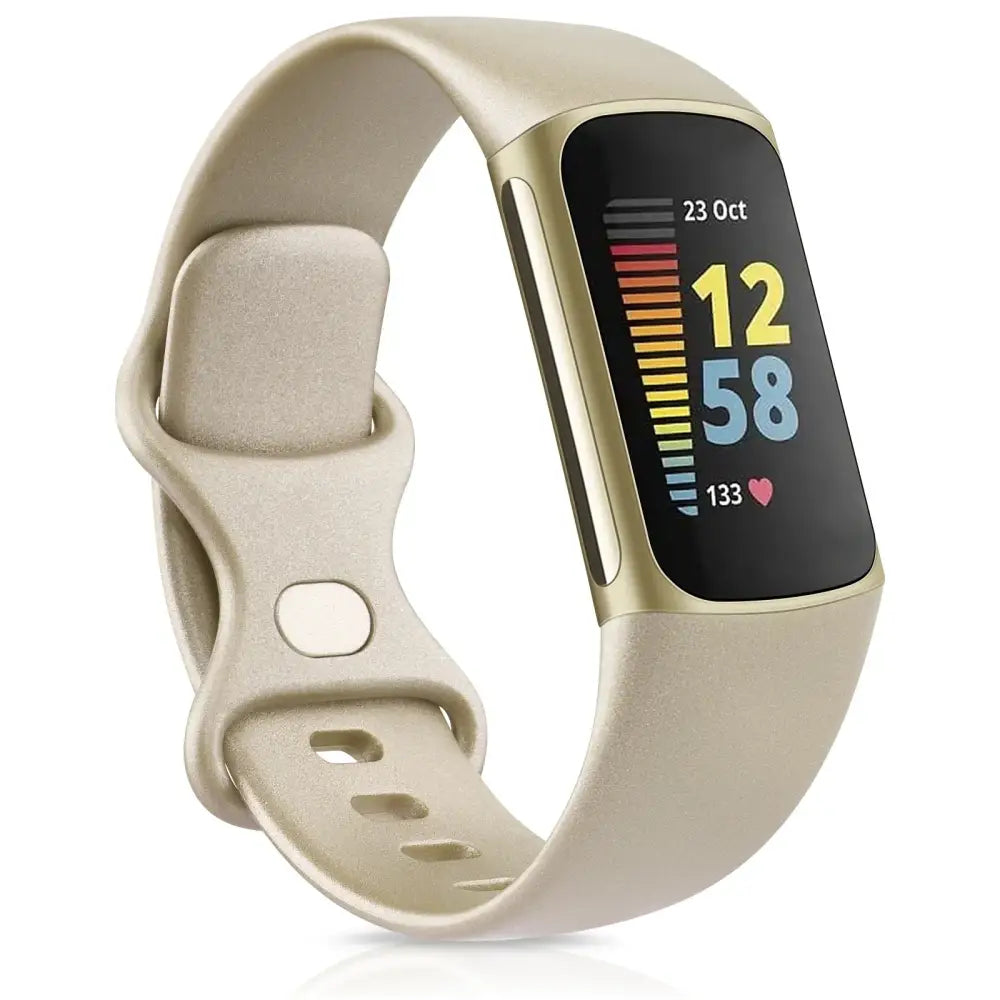 Silicone Sport Strap for the Fitbit Charge 5 Series (25 colours available) - Gold / Small - TWS