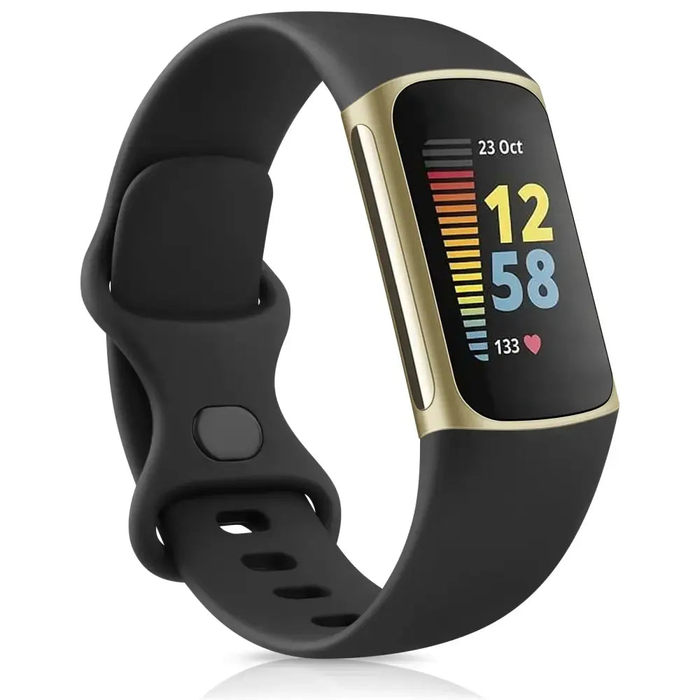 Silicone Sport Strap for the Fitbit Charge 5 Series (25 colours available) - Black / Small - TWS