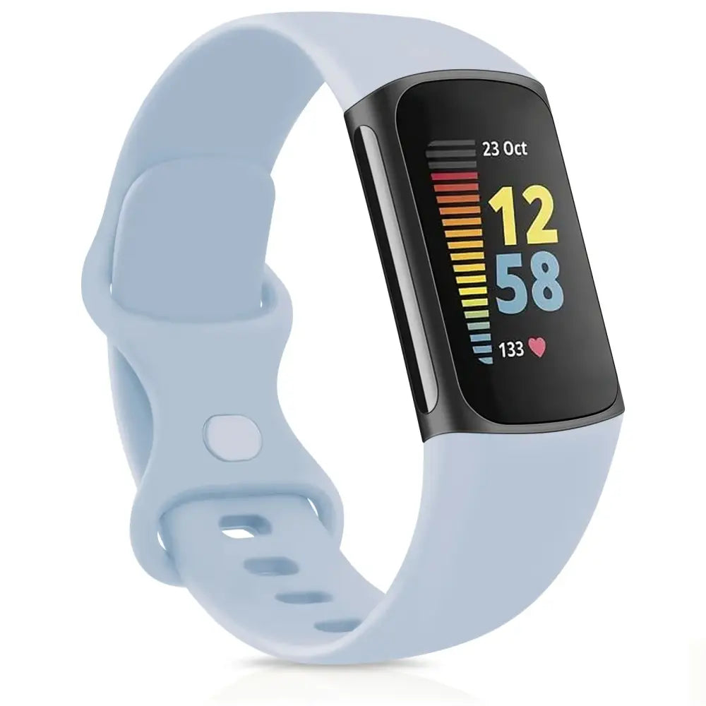 Silicone Sport Strap for the Fitbit Charge 5 Series (25 colours available) - Light Blue / Small - TWS