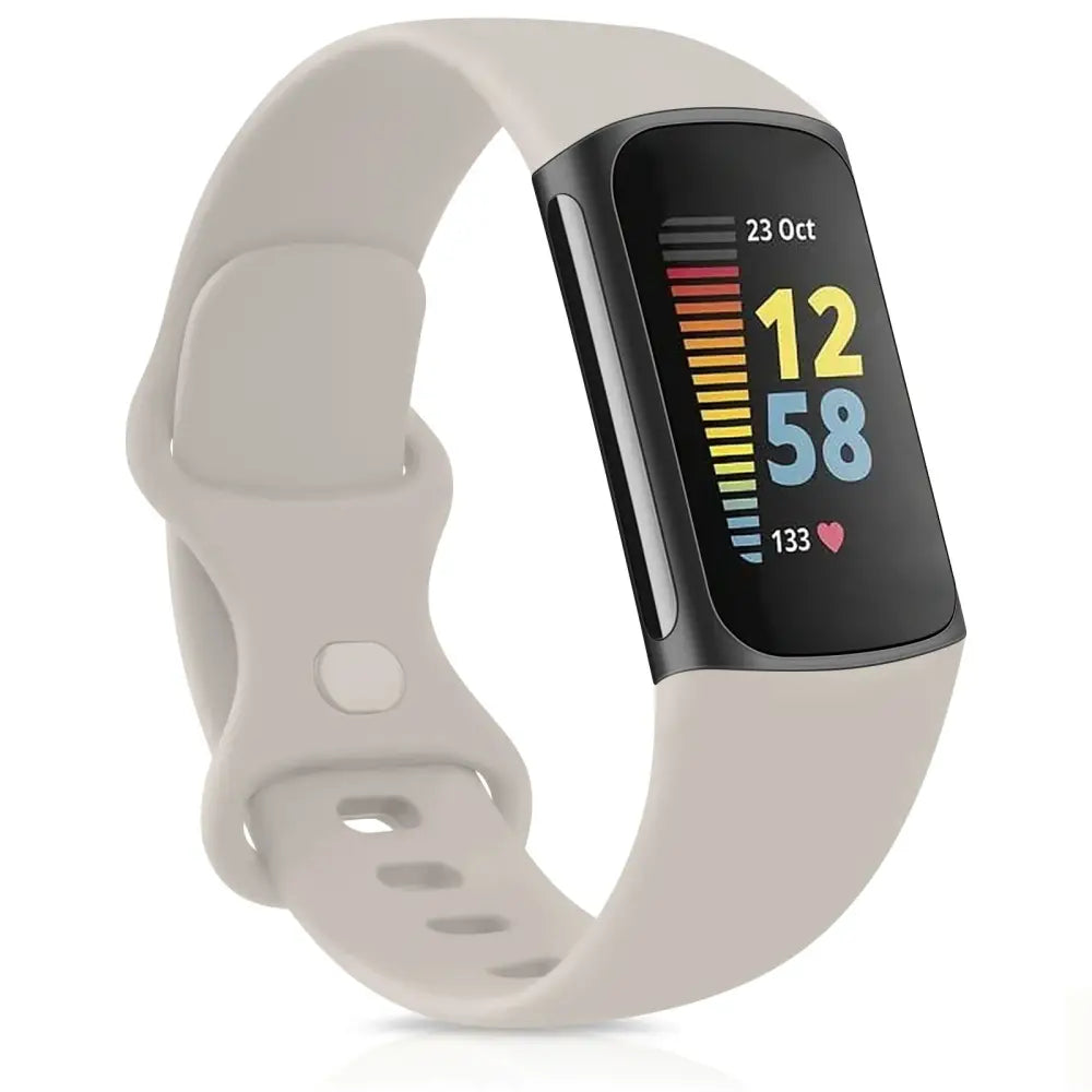 Silicone Sport Strap for the Fitbit Charge 5 Series (25 colours available) - Starlight / Small - TWS