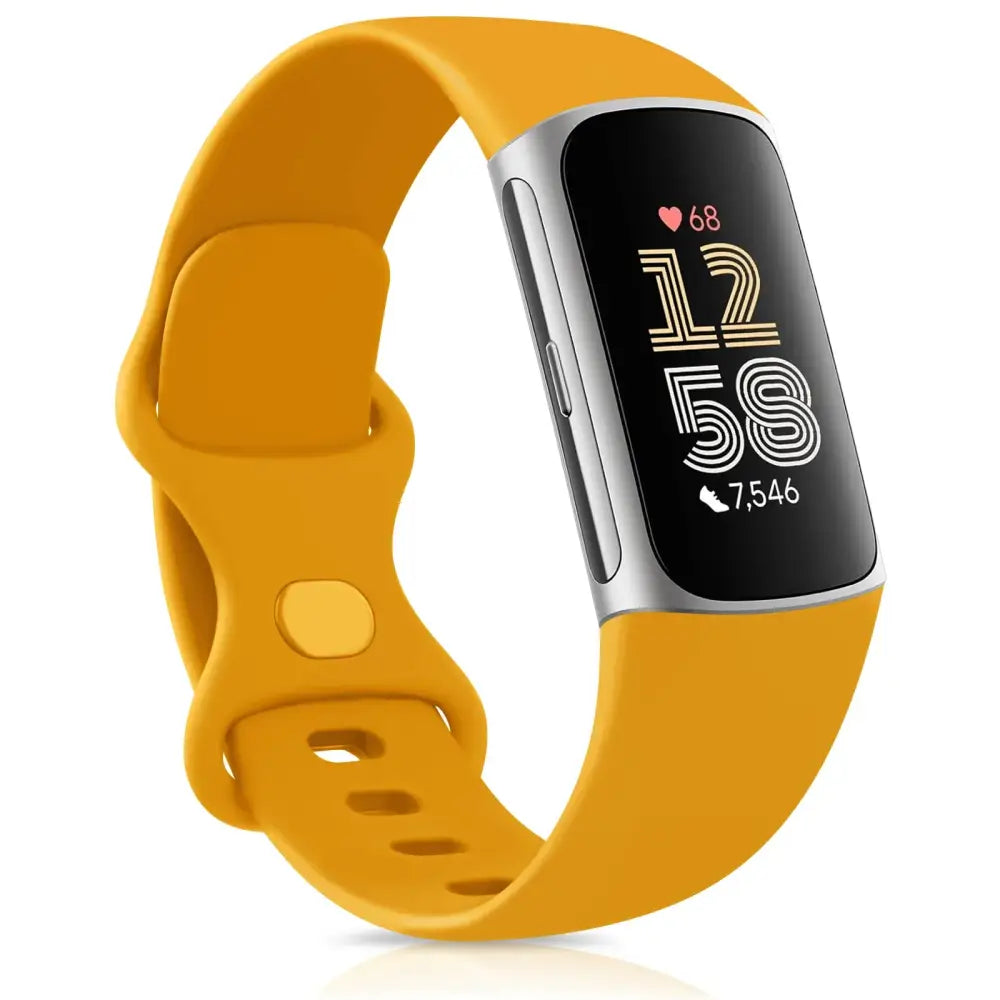 Silicone Sport Strap for the Fitbit Charge 5 Series (25 colours available) - Yellow / Small - TWS
