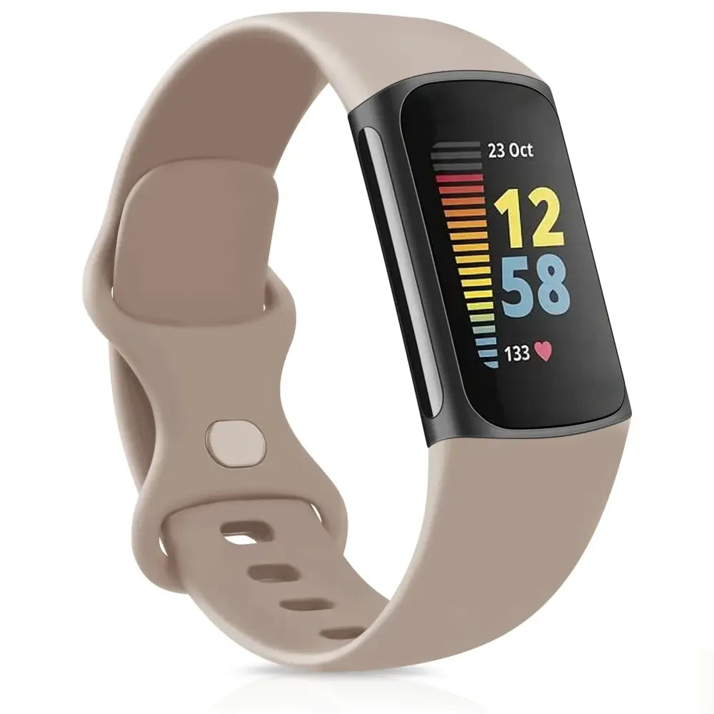Silicone Sport Strap for the Fitbit Charge 5 Series (25 colours available) - Milk Tea / Small - TWS