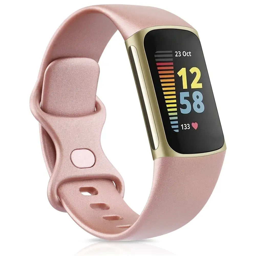Silicone Sport Strap for the Fitbit Charge 5 Series (25 colours available) - Rose Gold / Small - TWS