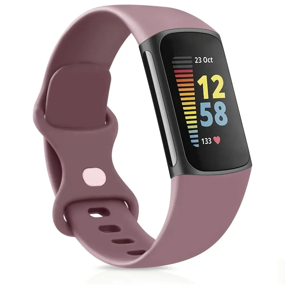 Silicone Sport Strap for the Fitbit Charge 5 Series (25 colours available) - Smoke Purple / Small - TWS