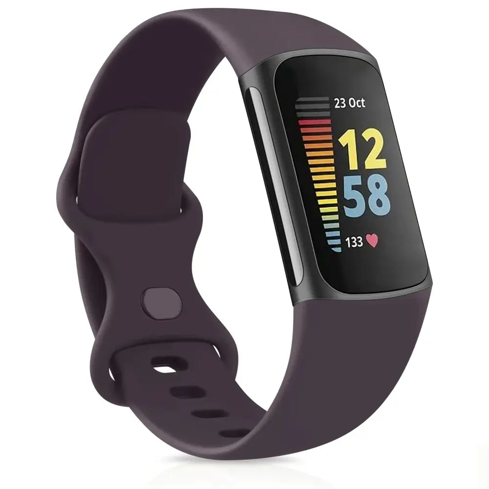 Silicone Sport Strap for the Fitbit Charge 5 Series (25 colours available) - Deep Purple / Small - TWS