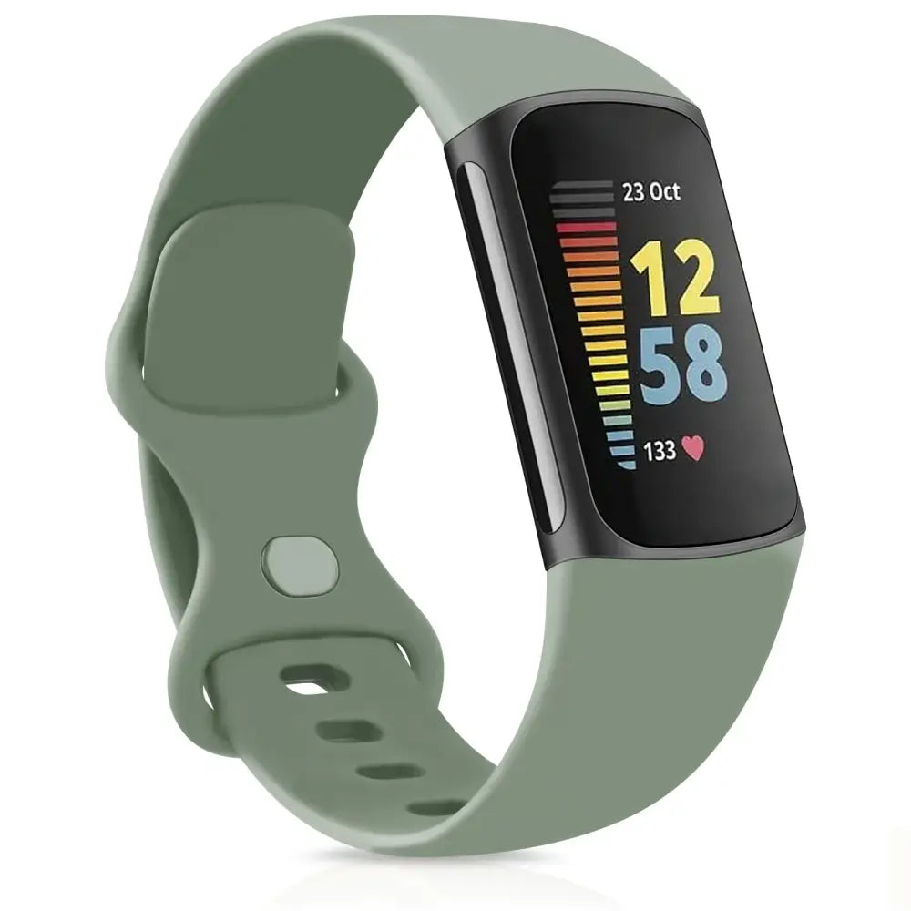 Silicone Sport Strap for the Fitbit Charge 5 Series (25 colours available) - Green / Small - TWS