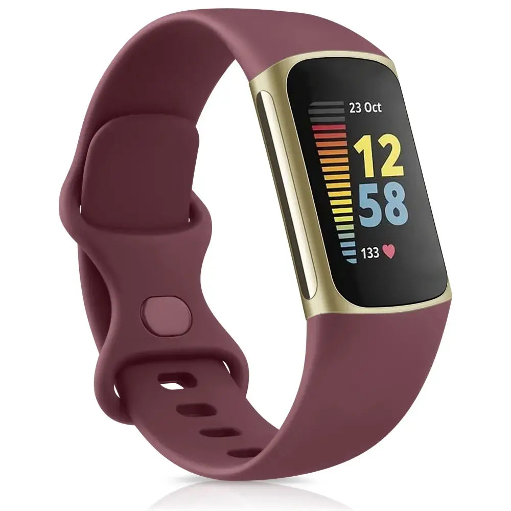 Silicone Sport Strap for the Fitbit Charge 5 Series (25 colours available) - Wine Red / Small - TWS