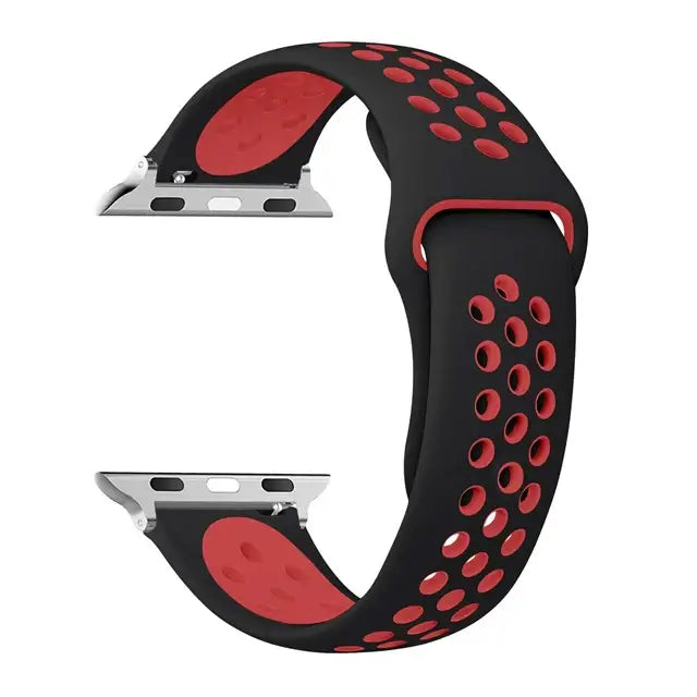 Silicone Sports Strap for the Apple Watch Ultra 2 & Series 10–6 (13 colours available) - Black Red / Series 10 - 42mm
