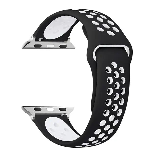 Silicone Sports Strap for the Apple Watch Ultra 2 & Series 10–6 (13 colours available) - Black White / Series 10 - 46mm