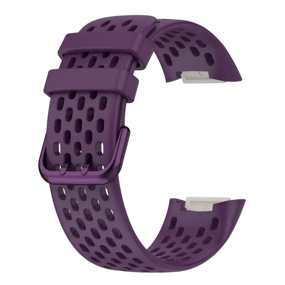 Silicone Sports Strap for the Fitbit Charge 5/6 Series (12 colours available) - Dark Purple - TWS