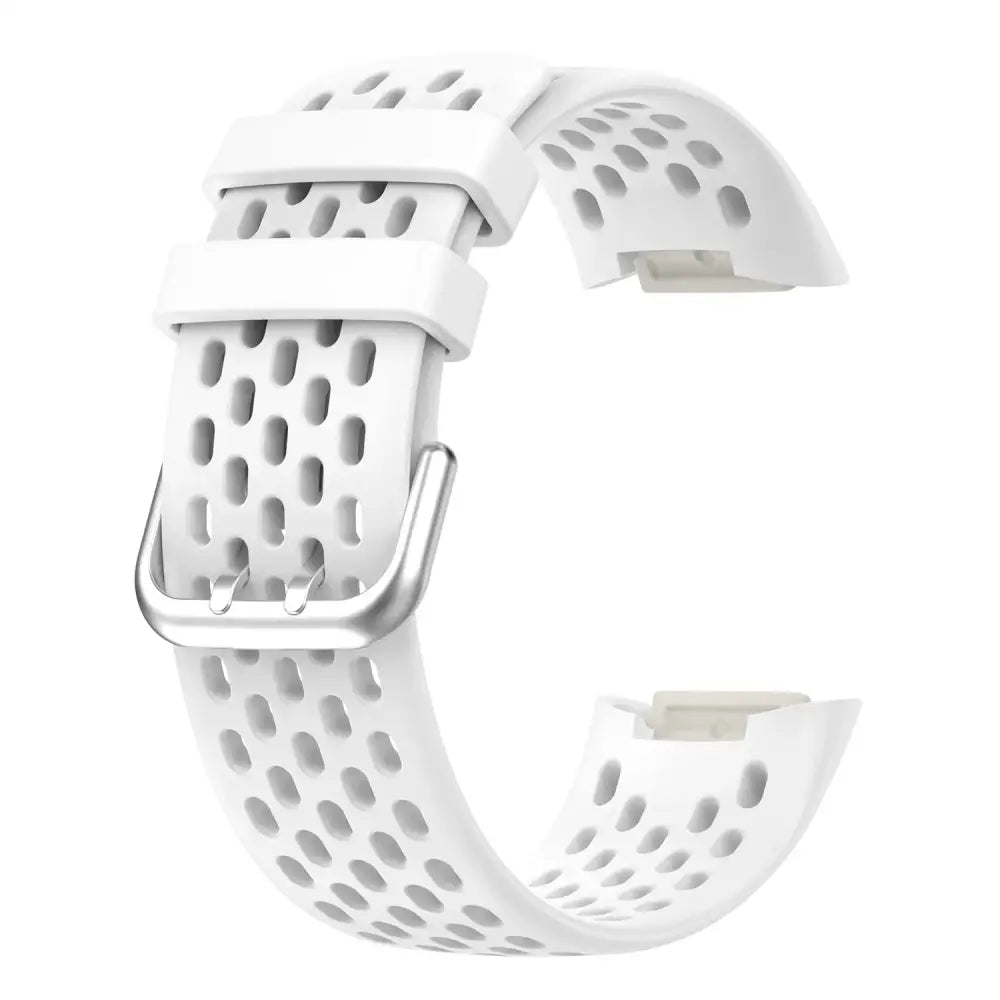 Silicone Sports Strap for the Fitbit Charge 5/6 Series (12 colours available) - White - TWS