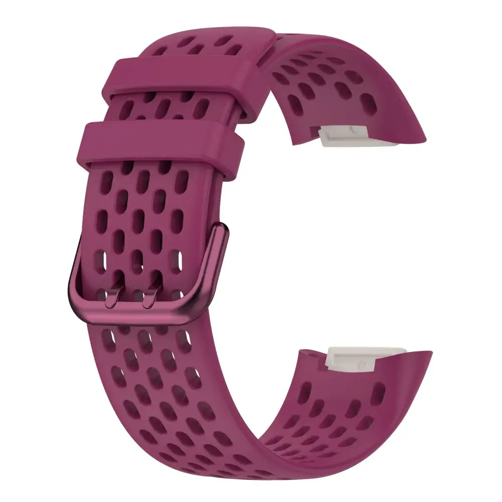 Silicone Sports Strap for the Fitbit Charge 5/6 Series (12 colours available) - Dark Red - TWS