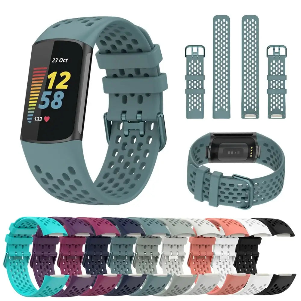 Silicone Sports Strap for the Fitbit Charge 5/6 Series (12 colours available) - TWS