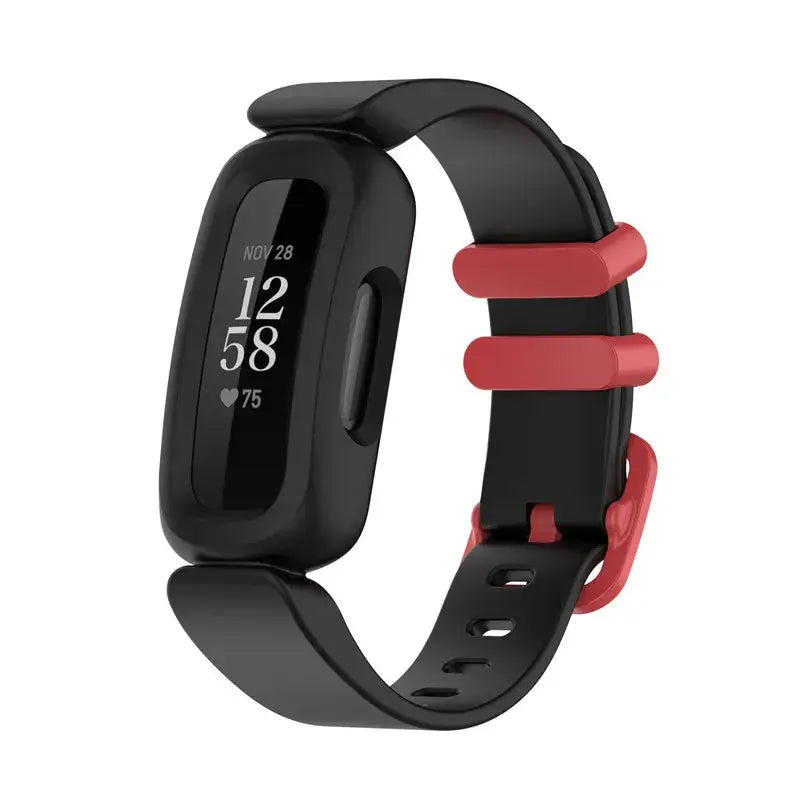 Silicone Strap for The Fitbit Ace 2/3 & Inspire Series (16 colours available) - Black Red / Fitbit Inspire 1 - TWS