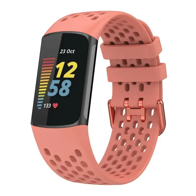 Silicone Strap for the Fitbit Charge 5/6 Series (12 colours available) - Pink / Fitbit Charge 5 - TWS