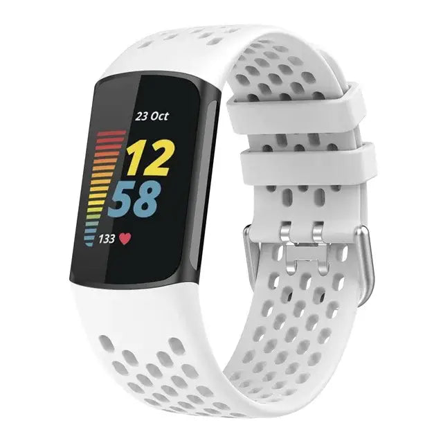 Silicone Strap for the Fitbit Charge 5/6 Series (12 colours available) - White / Fitbit Charge 5 - TWS