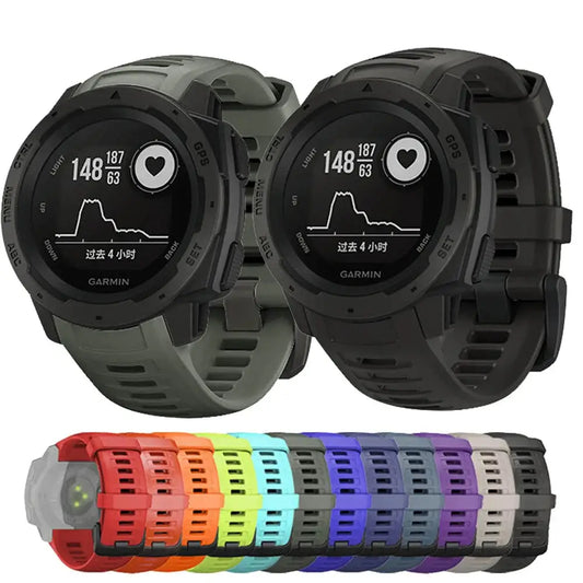 Silicone Strap for the Garmin Instinct 1/2/Esports/Solar Series (22mm) (13 colours available) - TWS