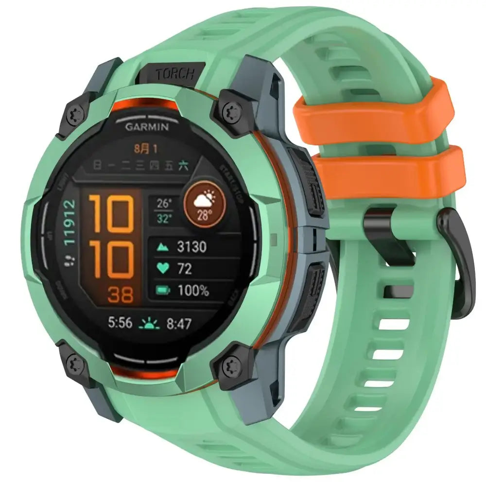 Silicone Strap for the Garmin Instinct 3/3 Solar Series (45 & 50mm) (12 colours available) - Teal Orange / Garmin
