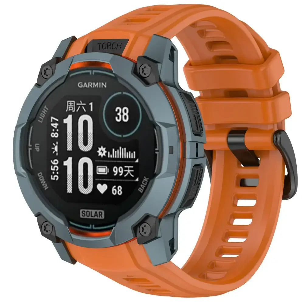 Silicone Strap for the Garmin Instinct 3/3 Solar Series (45 & 50mm) (12 colours available) - Dark Orange / Garmin