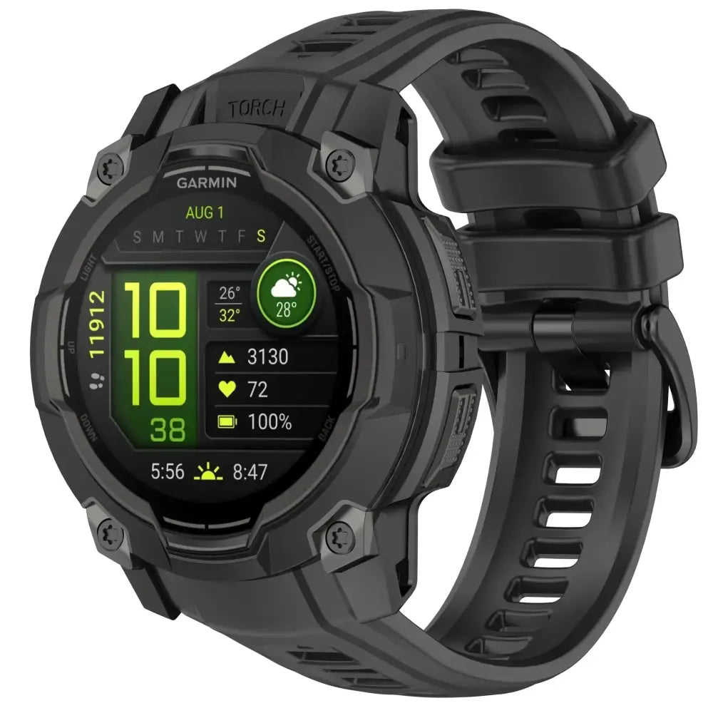 Silicone Strap for the Garmin Instinct 3/3 Solar Series (45 & 50mm) (12 colours available) - Black / Garmin Instinct 3