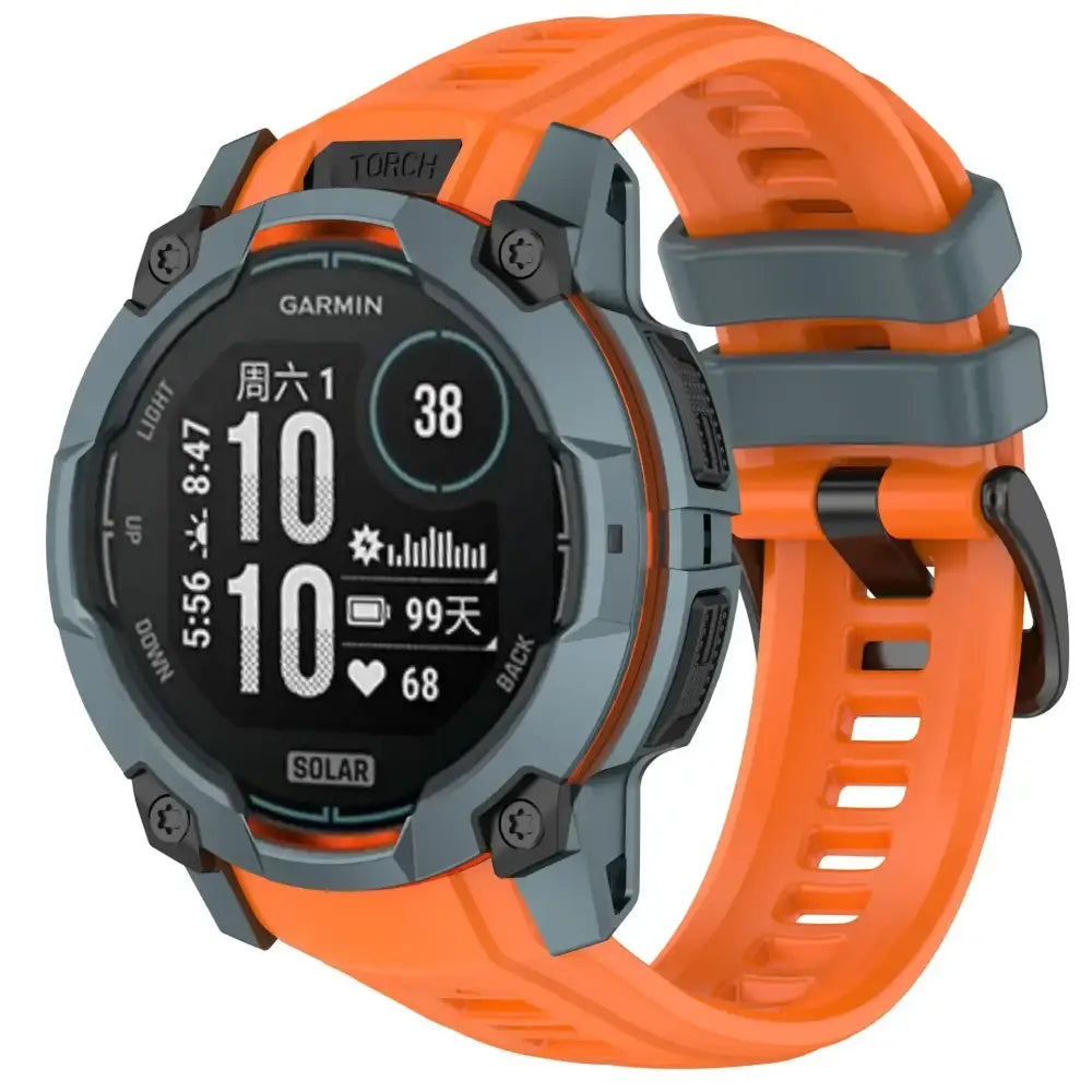 Silicone Strap for the Garmin Instinct 3/3 Solar Series (45 & 50mm) (12 colours available) - Orange Grey / Garmin