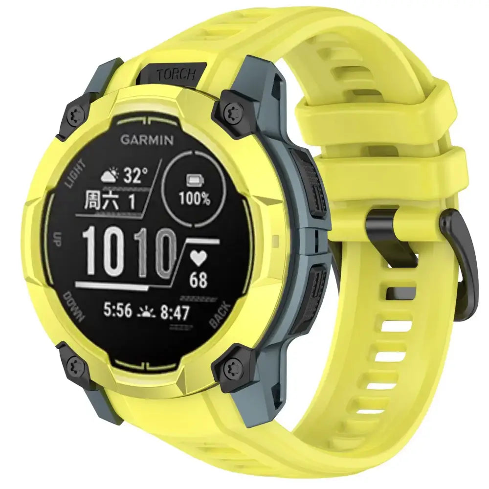 Silicone Strap for the Garmin Instinct 3/3 Solar Series (45 & 50mm) (12 colours available) - Fluorescent Green / Garmin