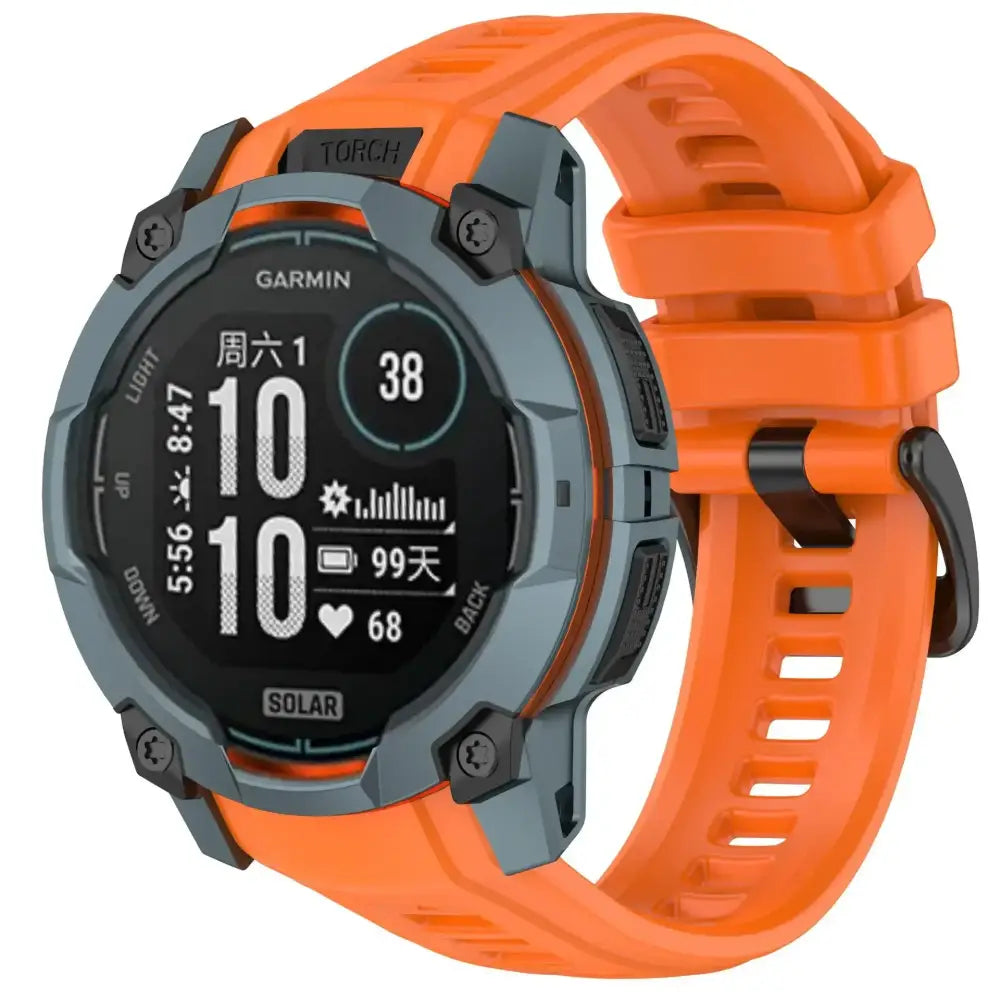 Silicone Strap for the Garmin Instinct 3/3 Solar Series (45 & 50mm) (12 colours available) - Orange / Garmin Instinct 3