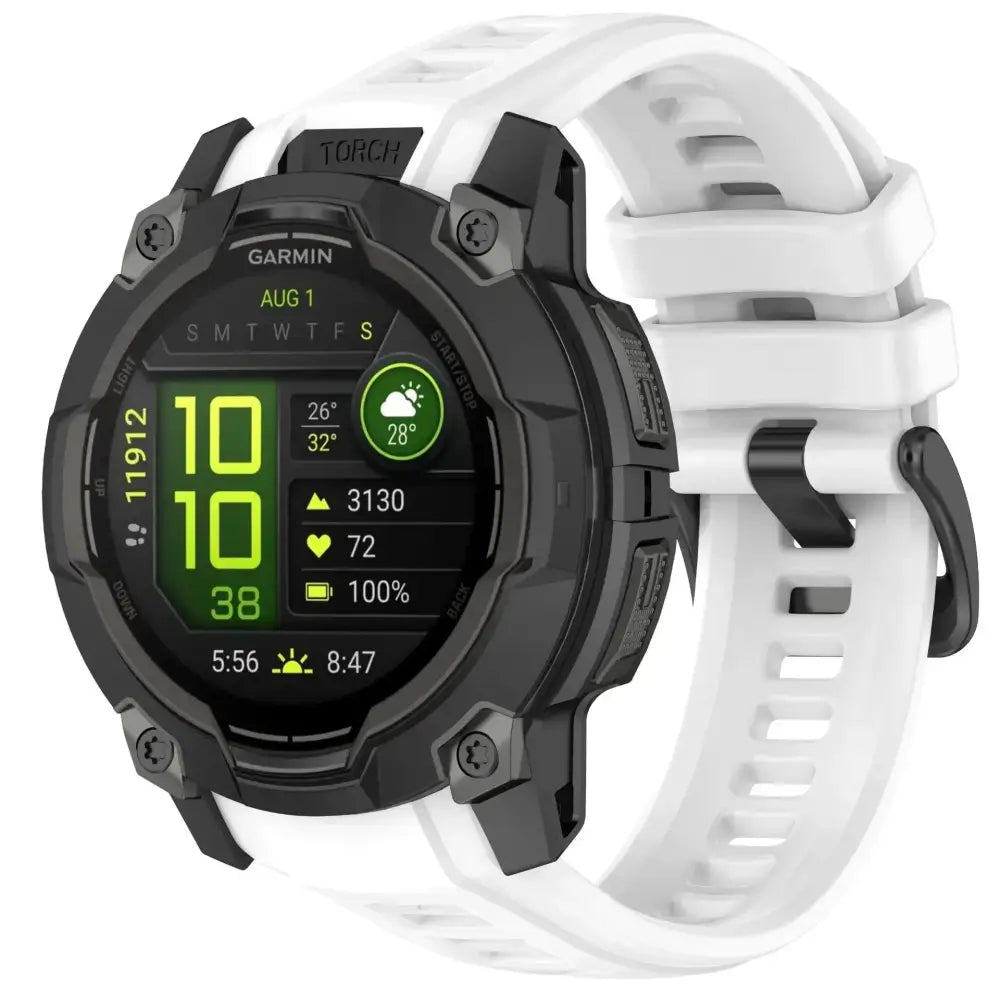 Silicone Strap for the Garmin Instinct 3/3 Solar Series (45 & 50mm) (12 colours available) - White / Garmin Instinct 3