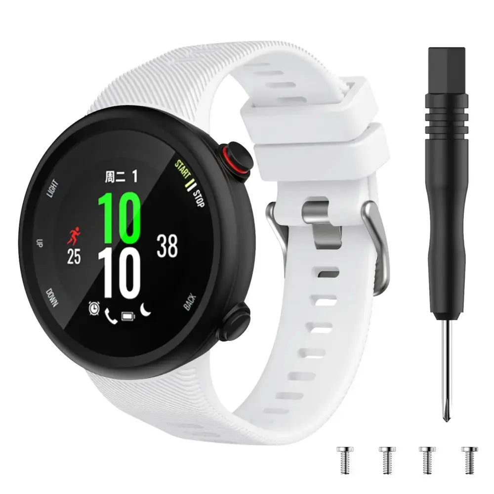 Silicone Strap for the Garmin Swim 2 & Forerunner 45S Series (available in 15 colours) - White / Garmin Forerunner 45s