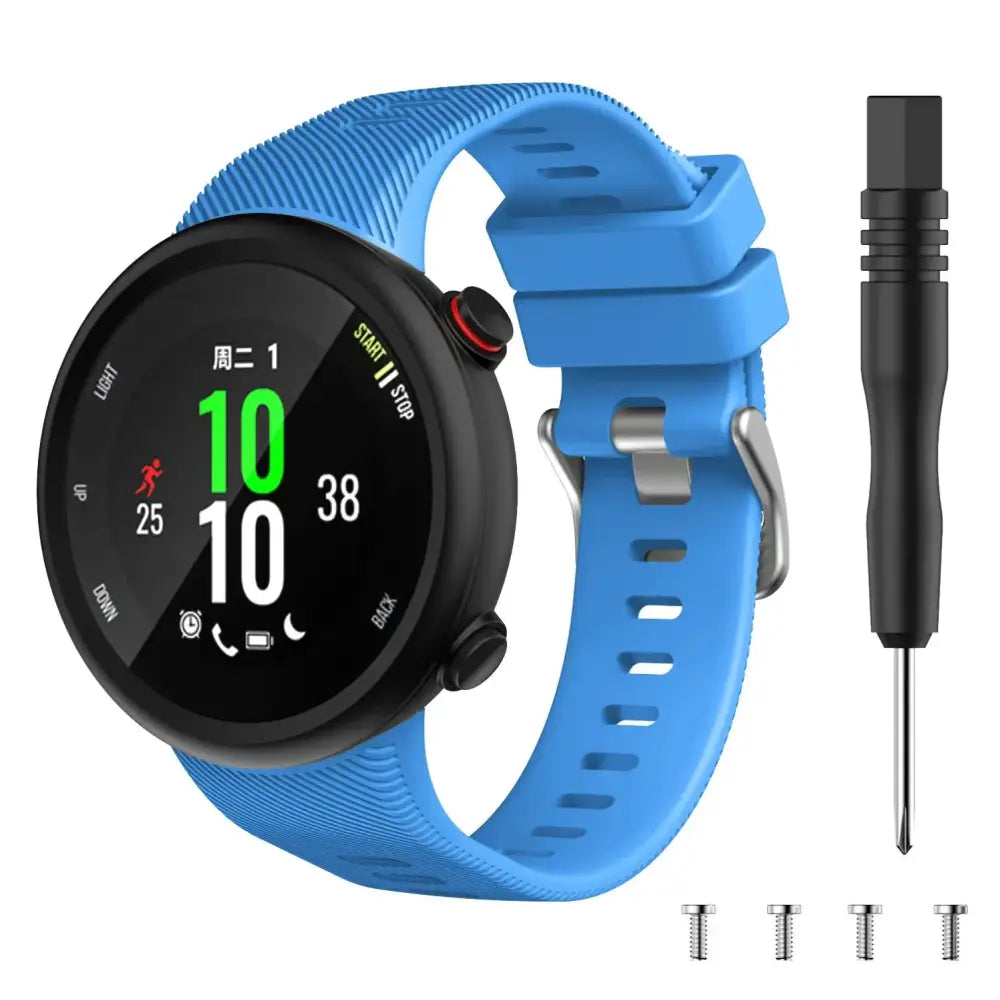 Silicone Strap for the Garmin Swim 2 & Forerunner 45S Series (available in 15 colours) - Sky Blue / Garmin Swim 2 - TWS