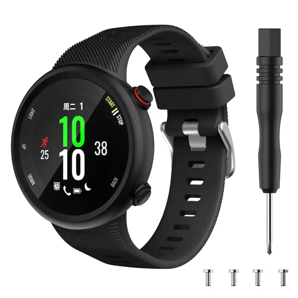 Silicone Strap for the Garmin Swim 2 & Forerunner 45S Series (available in 15 colours) - Black / Garmin Forerunner 45s
