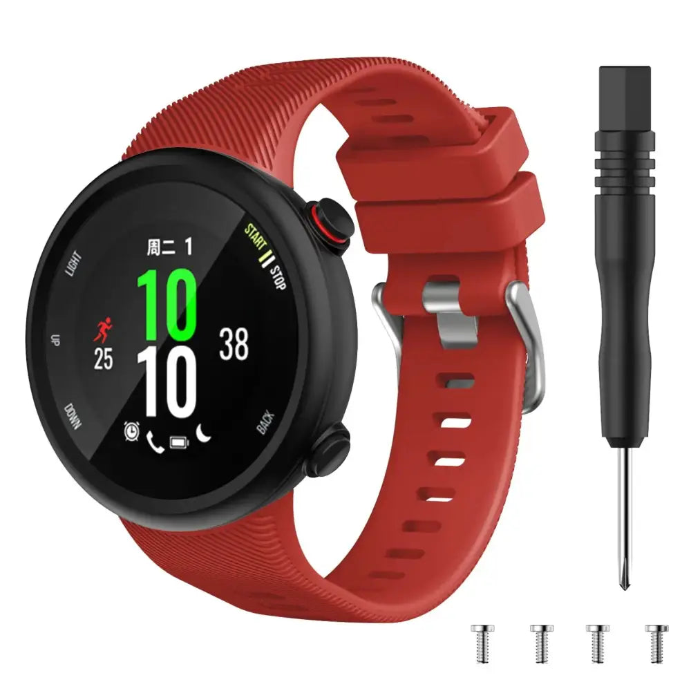 Silicone Strap for the Garmin Swim 2 & Forerunner 45S Series (available in 15 colours) - Red / Garmin Forerunner 45s
