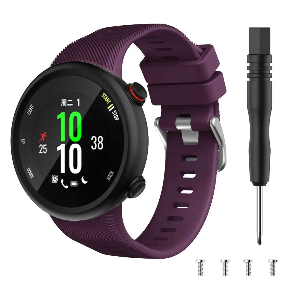Silicone Strap for the Garmin Swim 2 & Forerunner 45S Series (available in 15 colours) - Purple / Garmin Forerunner 45s