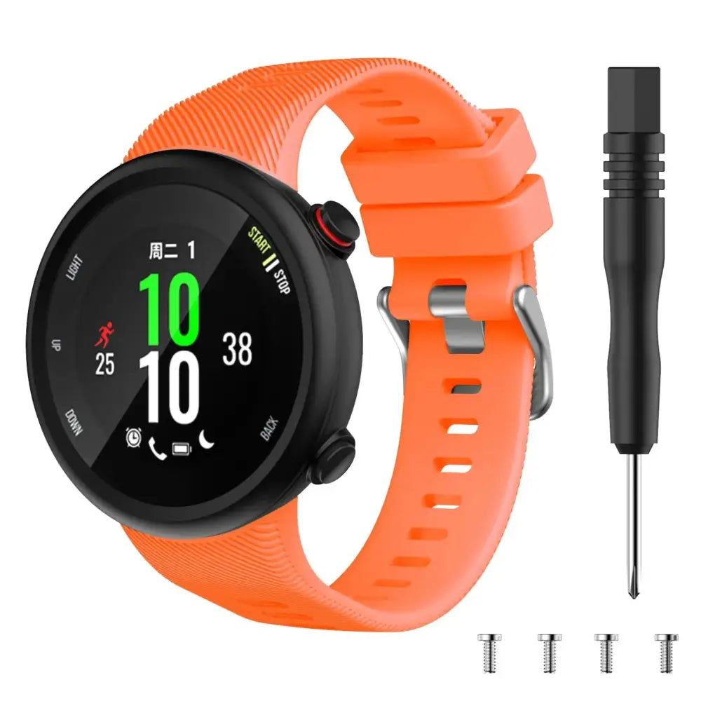 Silicone Strap for the Garmin Swim 2 & Forerunner 45S Series (available in 15 colours) - Orange / Garmin Forerunner 45s