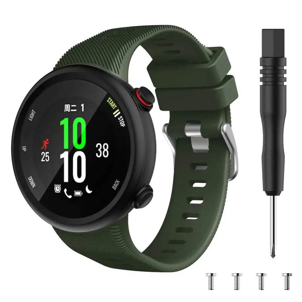 Silicone Strap for the Garmin Swim 2 & Forerunner 45S Series (available in 15 colours) - Army Green / Garmin Forerunner
