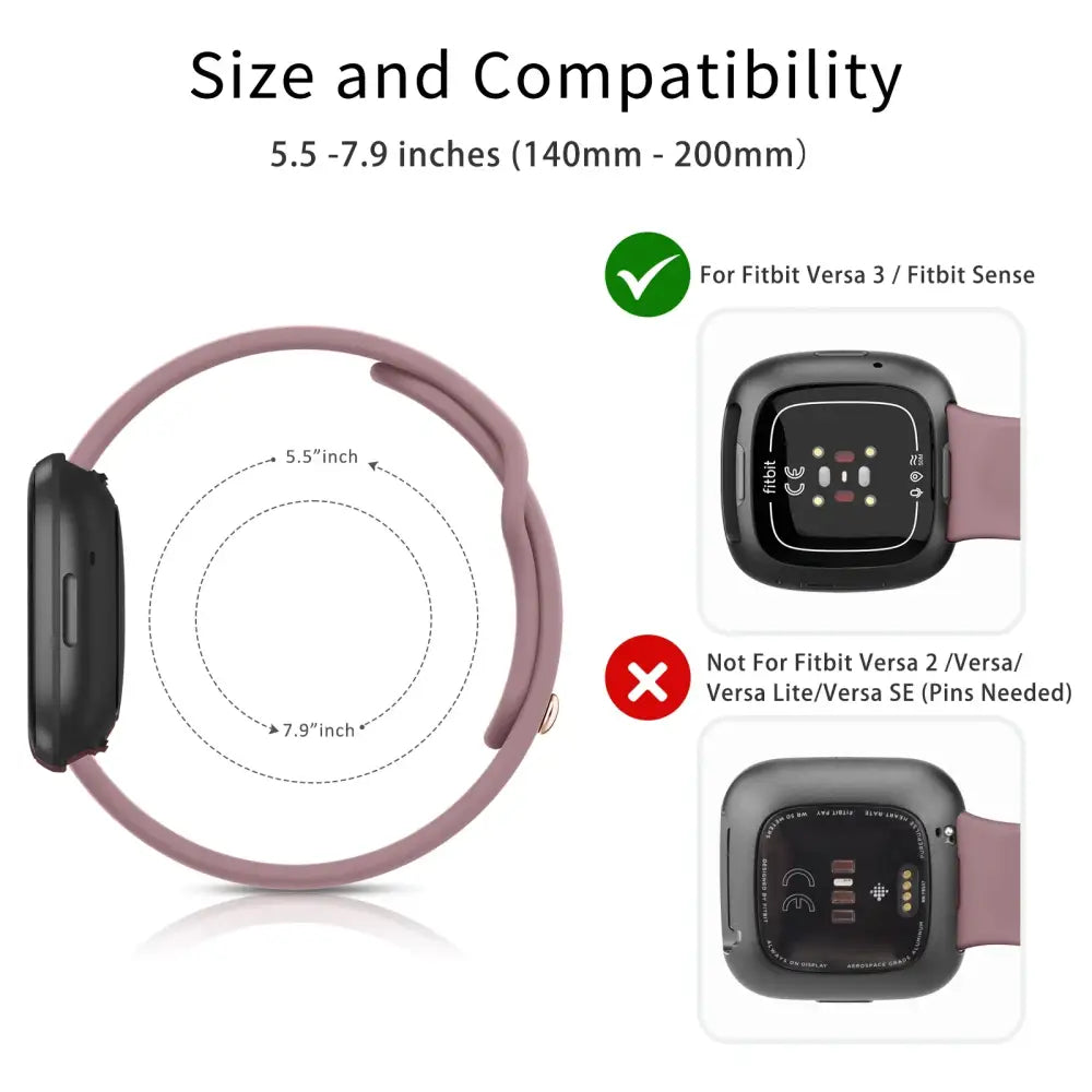 Silicone Watch Band for Fitbit Versa 2 (available in 17 colours) - TWS