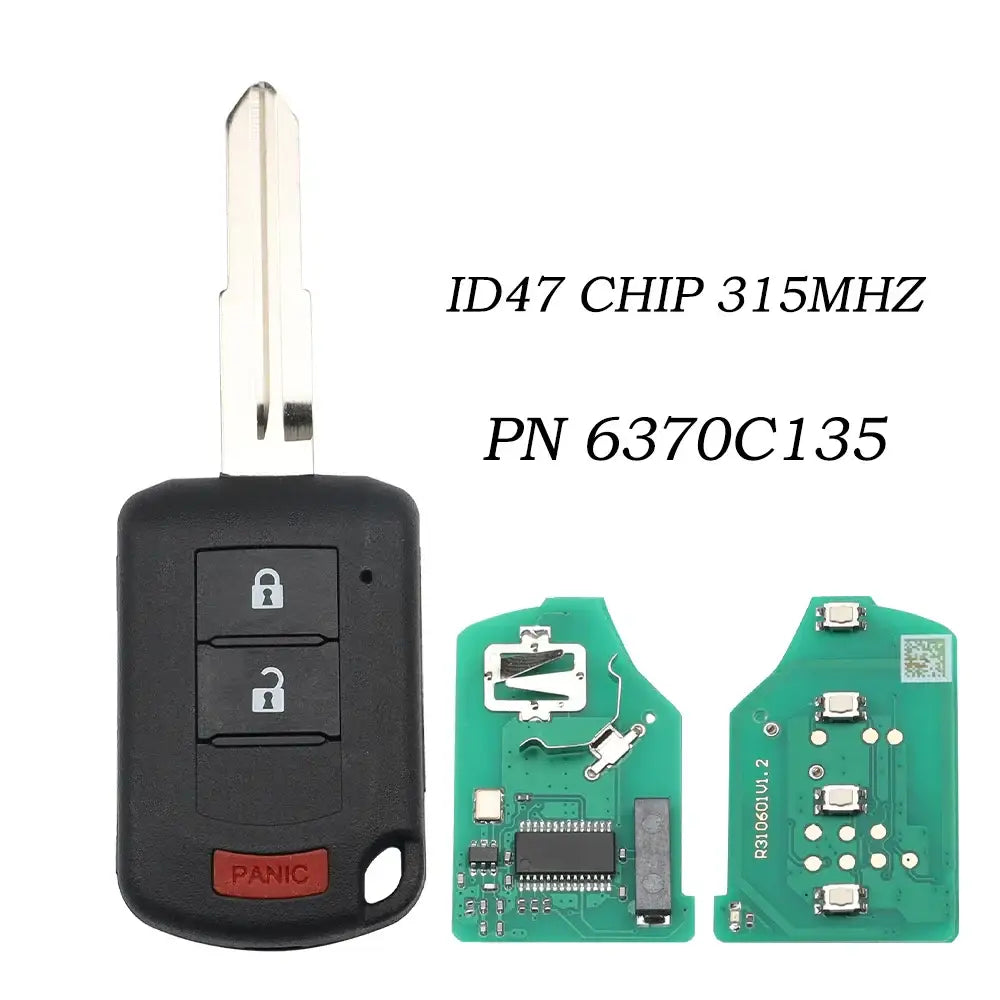 SilKY PN: 6370B945 Remote Head Car Key 315MHz ID46 Chip for Mitsubishi Lancer 2016 -2017 Fob FCC ID: OUCJ166N 2 + 1/3