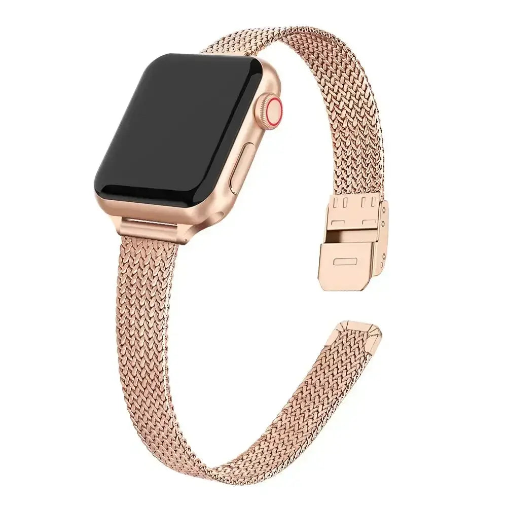Slim Metal Milanese Strap for the Apple Watch 3–8 & Ultra Series (5 colours available) - Rose Gold / Series 10 - 46mm