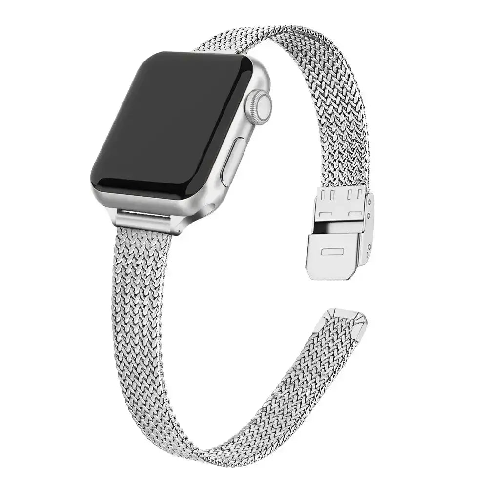 Slim Metal Milanese Strap for the Apple Watch 3–8 & Ultra Series (5 colours available) - Silver / Series 10 - 46mm - TWS