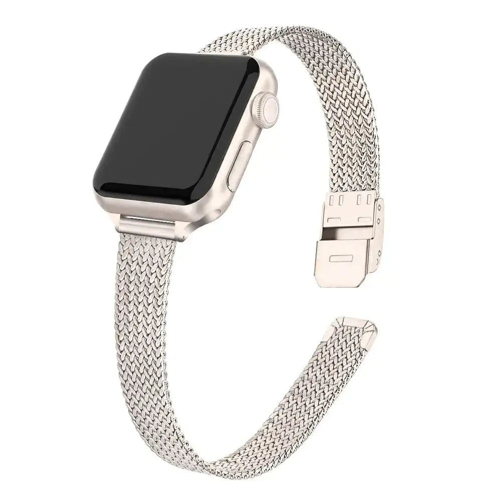 Slim Metal Milanese Strap for the Apple Watch 3–8 & Ultra Series (5 colours available) - Starlight / Series 10 - 46mm