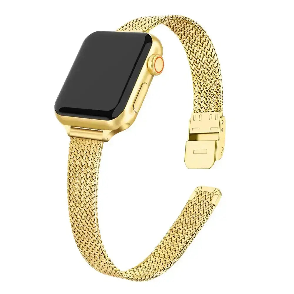 Slim Metal Milanese Strap for the Apple Watch 3–8 & Ultra Series (5 colours available) - Gold / Series 10 - 46mm - TWS