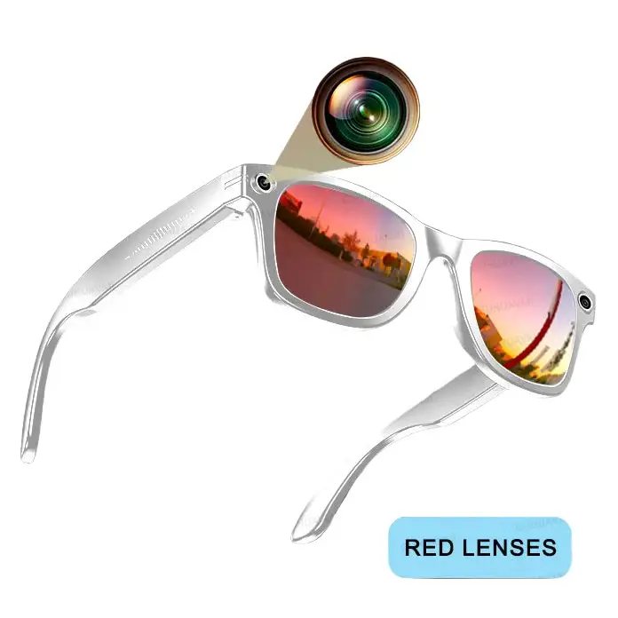 Smart AI Camera Glasses – 8MP HD Photo/Video Waterproof (5 types available) - Red Coating / Smart Glass - 9eight5