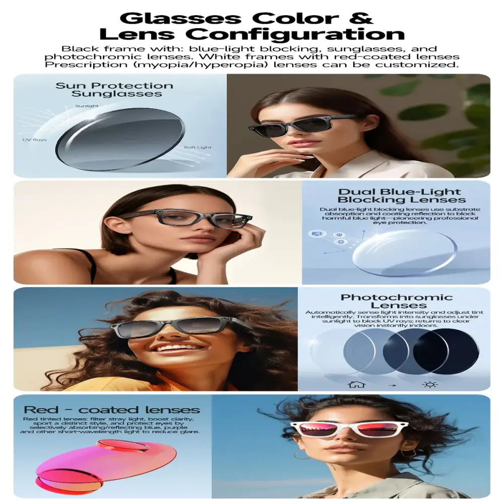Smart AI Camera Glasses – 8MP HD Photo/Video Waterproof (5 types available) - 9eight5