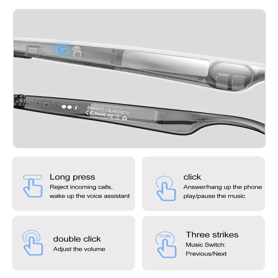Smart AI Glasses – Bluetooth Translation Music & Calling (different models available) - 9eight5