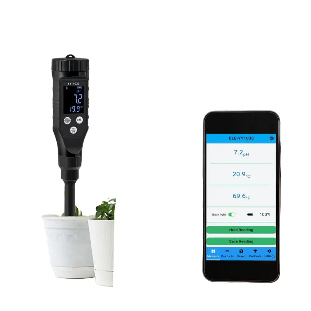 Smart Bluetooth Soil pH Meter 0–14 for Plants & Hydroponics - Soil Meter - HBC